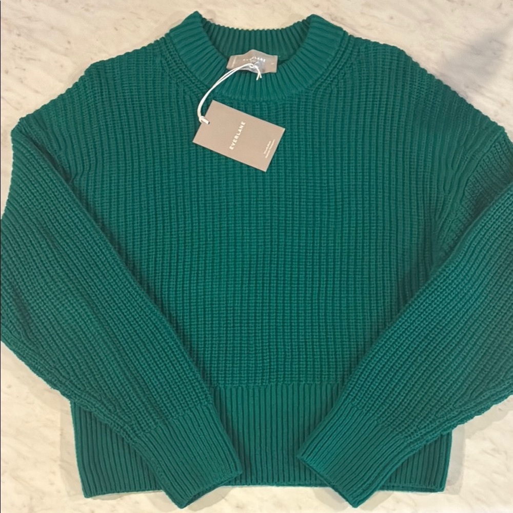 Everlane Bright Green Ribbed Sweater M